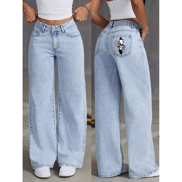 Women's Clothing Retro High Waist Wide Leg Jeans For Women – Vintage Loose Fit Straight Denim Pants With Stretch, Comfort Cotton, Casual Street Style_mkmklike.com