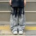 Men's Vintage Washed Denim Jeans Oversized Baggy Trousers Tie-Dye Effect 90s Hip-Hop Streetwear Style Clothing_mkmklike.com
