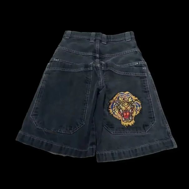 2025 Baggy Shorts Gothic American Pocket Print Denim Gym Shorts 2000s Vintage Streetwear Hip Hop Men Women Basketball Shorts_mkmklike.com