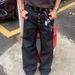 Men's Vintage Black Washed Distressed Wide-Leg Jeans – Oversized Drop-Crotch & Relaxed Fit, Cotton Blend (Sizes S-3xl)_mkmklike.com