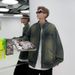 Retro And Trendy Denim Jacket For Men, Loose Fitting, Washed And Worn, Casual Cardigan, Zipper Jacket_mkmklike.com