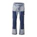 Men's High Street Style Heavy Washing Old Ink Splash Color Deconstruction Bell Bottom Pants Sub-Trend Personality Niche Stacked Jeans_mkmklike.com