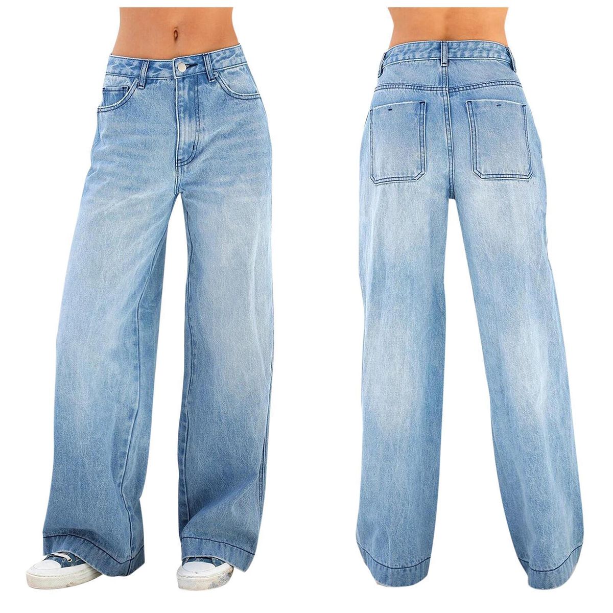 Women's Clothing Women's Jeans Loose Casual Light Colored Washed Trousers_mkmklike.com