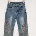Women's Flared Nine-Point Jeans – Heavy Diamond Hollow Embroidery & Slim Fit (S-XXXL, Bluish)_mkmklike.com