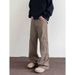 Men's Retro Workwear Jeans – Maillard Brown Cargo Pants With Multi-Pockets & Slight Flare For High Street Cleanfit Style_mkmklike.com