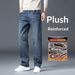 Pure Snow Fox Velvet Jean Looe Traight-leg Thickened Men' Plu Size Middle-aged Men Winter Fleece-lined Warm-keeping_mkmklike.com