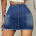 Women's Denim Mini Dress With Button Hole European And American Style Fringed Waist High Waist A- Line Skirt Fashion Clothing_mkmklike.com