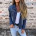 Women's Classic Denim Jacket – Lightweight Spring/Summer Stretch Coat With Button Front & Chest Pockets (Dark Blue/Light Blue, S-2XL)_mkmklike.com