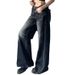 Women's Clothing High Street Jeans For Women Washed Old Design Wide Leg Pants Loose Flared Floor Length Pants_mkmklike.com