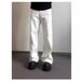 Men's White High Street Jeans – Summer Loose Fit Straight Leg & Wide Hem Pants For Casual & Streetwear_mkmklike.com