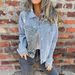 Women's Distressed Denim Jacket With Leopard Print Patchwork, Long Sleeve, Short Length, Loose Fit, Casual & Stylish Coat_mkmklike.com