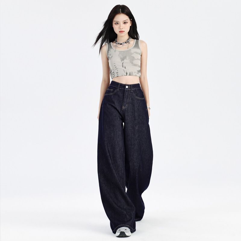 Women's Clothing High Waist Flare Jeans - Classic Blue Wide Leg Denim Pants With Stretch (XS-XL, 3 Lengths)_mkmklike.com