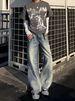 Vintage Washed Denim Pants – Oversized High Street Jeans With Cat Whisker Fading (Unisex, Light Blue, Baggy & Straight-Leg)_mkmklike.com
