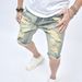 REPPUNK Men's Slim Fit Distressed Denim Shorts - Mid Waist Stretch Cotton Casual Cargo Pants For Teen Boys (Blue, Size 28-38)_mkmklike.com