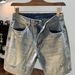 Men's Retro Distressed Washed Denim Shorts Trendy Summer Style Loose Straight Leg Casual Five-Point Pants_mkmklike.com