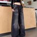 Retro Washed Whiskered Cleanfit Jeans Loose Fit Straight Leg Blue Cotton Trousers for Men And Women Versatile Cool Style_mkmklike.com