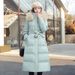 Women's Clothing Winter New Cotton Jacket Large Fur Collar Medium Length Slim Belt Slim Temperament Down Cotton Jacket Women's Jacket_mkmklike.com