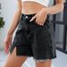 Women's High Waist Distressed Denim Shorts - Side Slit Stretch Hot Pants With Vintage Wash Casual Summer Jean Shorts For Women_mkmklike.com