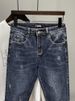 Men's Slim Fit Distressed Jeans Washed Dark Blue Cropped Trousers Trendy Versatile New Spring Autumn Style_mkmklike.com