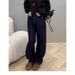 Plus-size Women's Slimming Banana Jeans, Narrow Wide-leg Pants, Versatile Loose-fitting Scythe-style Floor-length Pants_mkmklike.com