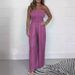 Women's Clothing fashion washed denim sexy tube top wide leg jumpsuit _mkmklike.com