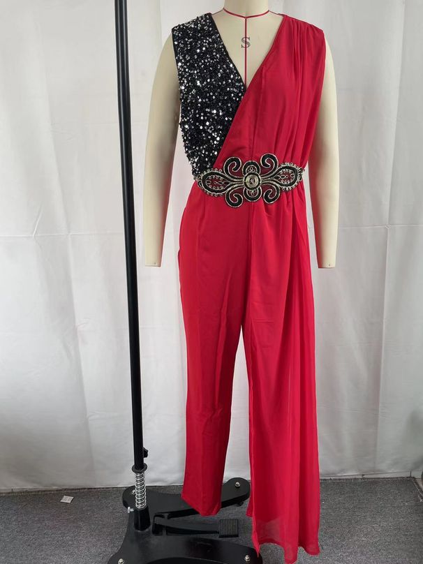 Women's Clothing Long Sleeve Lace Lace Waisted Two piece Jumpsuit_mkmklike.com