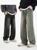 Men's Clothing Split Design Distressed Washed Jeans Autumn And Winter Loose Retro Slim Slightly Wide Trousers_mkmklike.com