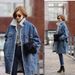 Women's Plus Size Fleece-Lined Denim Jacket With Sherpa Lining, Thick Long Coat For Winter, Casual & Elegant Style_mkmklike.com