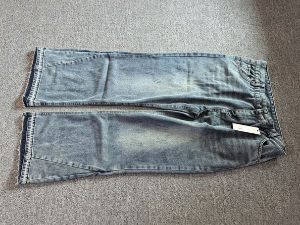 Men's Clothing Fashion New Lazy Autumn And Winter Snow Mountain Version High Ounce Gradient Lightning Jeans Ins Japanese Trend Ice Blue_mkmklike.com