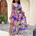 Women's Clothing Fashion off-the-shoulder long lantern sleeve print dress for women_mkmklike.com