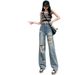 Ripped Wide-leg Jeans Women, Loose Fit, New Thin Style For Summer 2025, High-waisted, Drapey, Petite, Floor-length_mkmklike.com