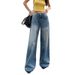 Wrinkled Vintage Washed Fleece-lined Jeans, Loose Straight-leg Floor-length Pants, 2025 Autumn And Winter New Women's_mkmklike.com