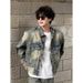 Loom Retro Yellow Mud Men's Short European And American Street Style Padded Shoulder Jacket Vintage Denim Coat_mkmklike.com