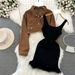 Women's Retro High Waist Short Jacket Denim Jacket Women's Two-piece Suit Waist Slimming Vest Hip Dress Autumn_mkmklike.com