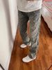 Men's Straight Leg Blue Jacquard All Over Print Jeans Trendy Summer Design Niche Style High Street Vibe Pants_mkmklike.com