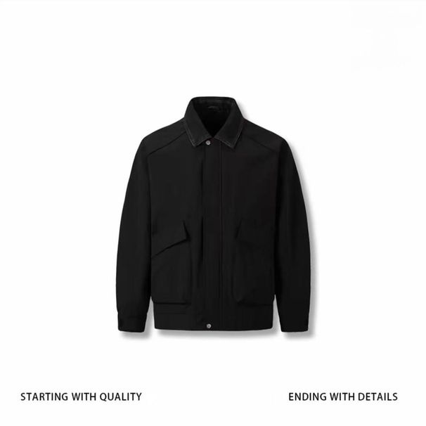 American Style Autumn Winter New Fashion Design Two-Piece Turn-Down Collar Men's High-Quality Jacket Casual Solid_mkmklike.com