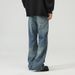 LKTM Men's Cleanfit Flared Slim Pants Archer0603 Vibe Lightning Burst Blue Jeans_mkmklike.com
