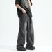 Men's Wide Leg Straight Jeans - Relaxed Fit High Street Denim Pants For Casual & Workwear (Retro Blue, Black, Teal)_mkmklike.com