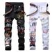 Mens Jeans, Stretch Casual Printed Straight Leg Pants, Jeans, Men's Starting 5601_mkmklike.com
