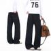 Black Flared Jeans With Red Stitch – Slim Fit Vintage Trousers, Retro American Style, High-Waisted Stretch Denim For Men_mkmklike.com