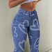 Vintage Washed High-Waisted Flare Jeans – Retro Bell Bottoms With Embroidered Details, Streetwear Staple (Butterfly & Floral Print, Stretch Denim)_mkmklike.com