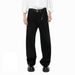 Men's Korean Style Washed Denim Jeans – Vintage Straight Leg Fleece-Lined Winter Pants For Casual Outfits_mkmklike.com