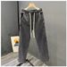 Men's Style Elasticated Jeans Summer Thin Loose Straight Leg Cropped Wide Leg Casual High Street Retro_mkmklike.com