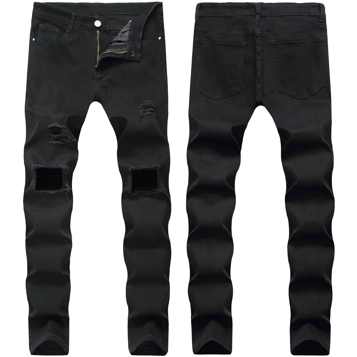 Men's Jeans Trendy Hole Black Jeans Trendy Cross Border Men's Pants_mkmklike.com