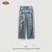 Men's Clothing Retro Trend High Street Old Fashioned Loose Wide Leg Mopping Jeans Men_mkmklike.com