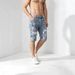 Men's Clothing Summer Ink Splatter Stretch Denim Shorts For Men Trendy And Fashionable Straight Leg 5 Point Riding Breeches_mkmklike.com