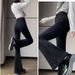 Cement Gray Flared Jeans Women, High-waisted, 2025 Autumn And Winter, Stretchy, Fleece-lined, Thickened, Slim-fit,_mkmklike.com