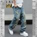 Plus Size Men's Clothing Jeans High Street Trendy Loose Fitting Trousers Stylish American Style_mkmklike.com