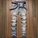 Men's Distressed Vintage Jeans - Straight Leg Ripped Denim Pants For Casual Wear (Sizes 30-42, Classic Blue Wash)_mkmklike.com