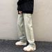 LKTM Men's Clothing#Yellow Mud Dyed Vintage Washed Printed Jeans For Men, High Street European And American Trendy_mkmklike.com